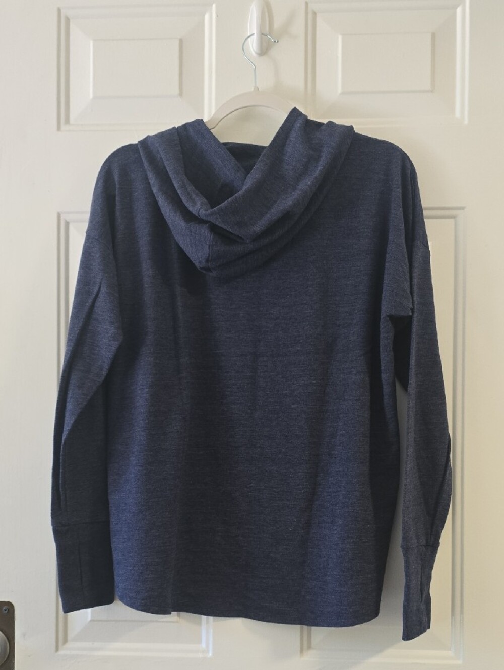 Calvin Klein Jeans Womens Crop Hoodie High Low Blue Heather CK Logo Size Medium - Picture 3 of 3